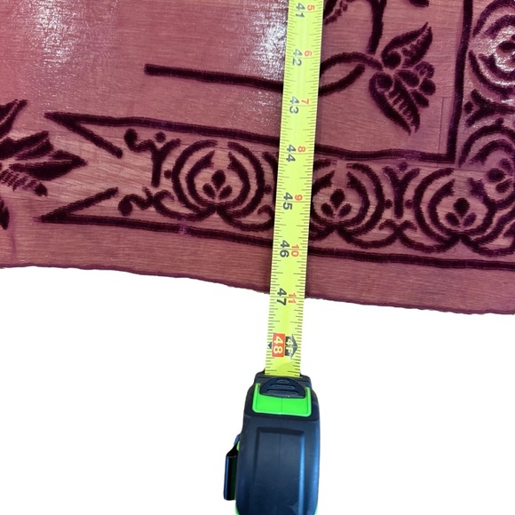 Salvatore Ferragamo Burgundy Sheer Velvet Square Scarf 43” x 47” Silk Blend - Picture 12 of 13